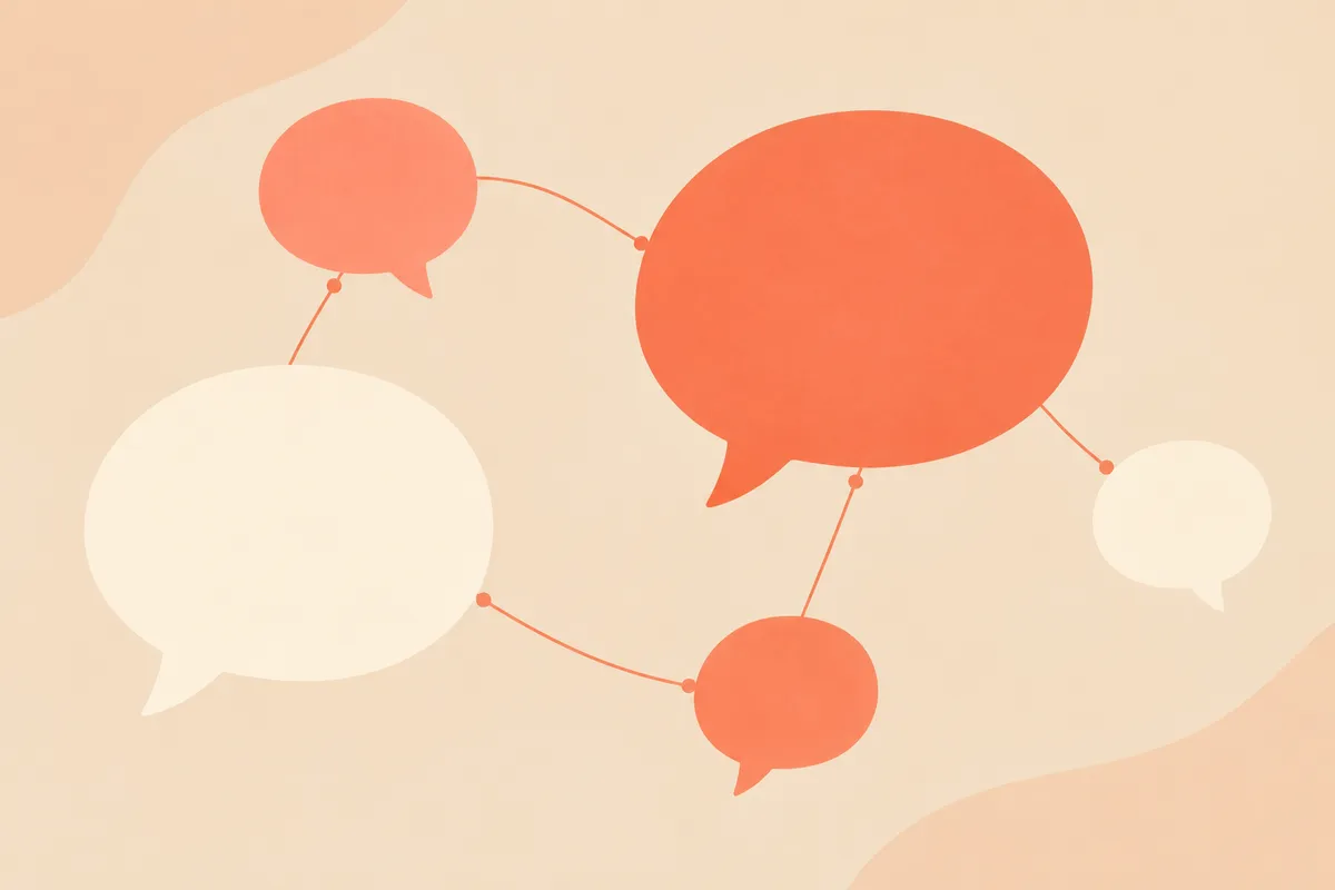 Globos de diálogo conectados que representan una conversación que fluye